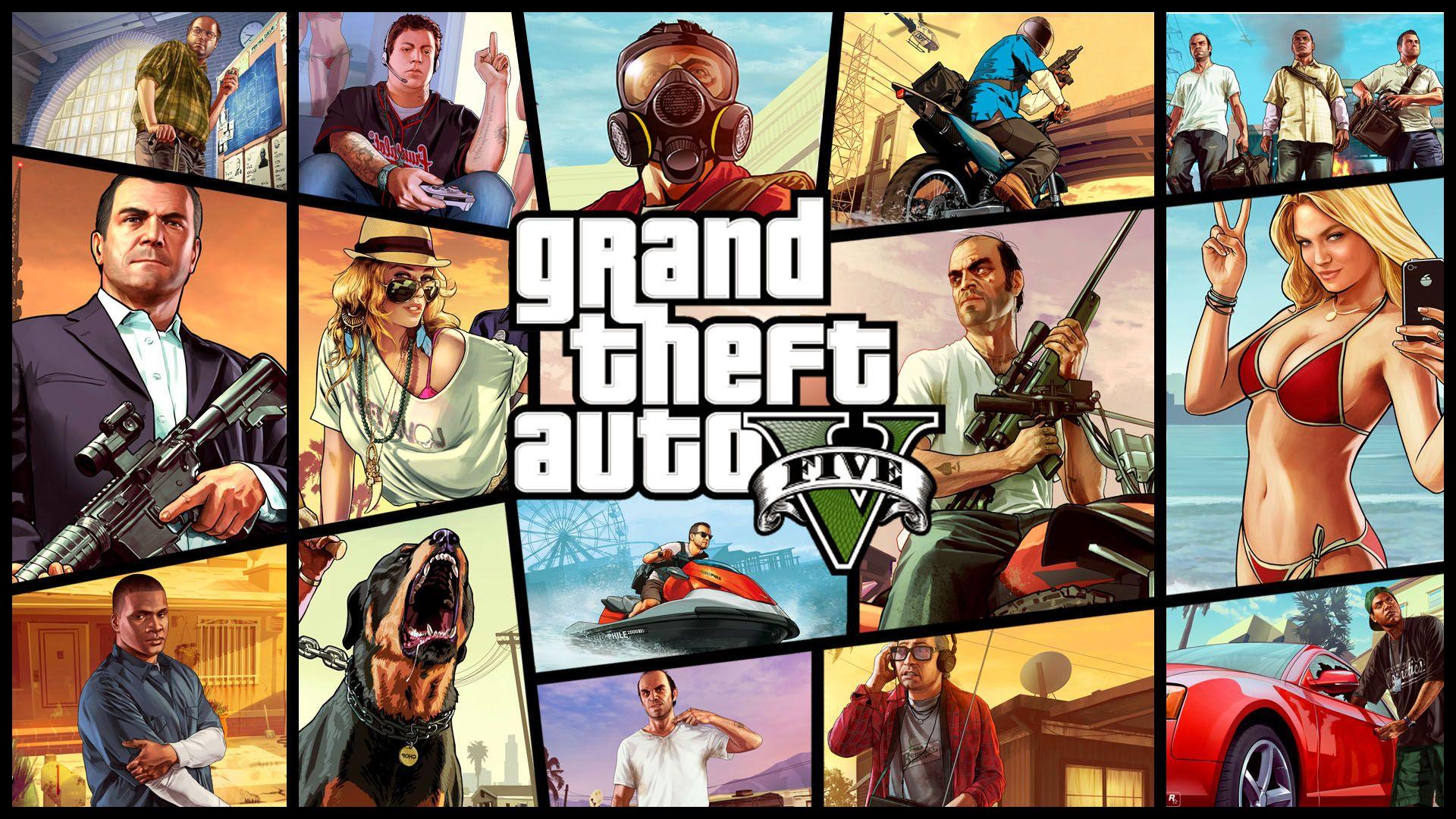 GTA V in 2025 – is de game nog steeds de moeite waard? GTA V cover afbeelding met Michael, Trevor en Franklin – officiële Grand Theft Auto 5 artwork